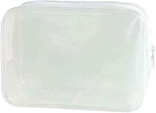 Neon TSA Approved Clear Toiletry Pouch, 7"x2.3"x4.7" Size, PVC Travel Makeup Bags for Toiletries, Transparent Cosmetic Bag for Women and Men Small (white)
