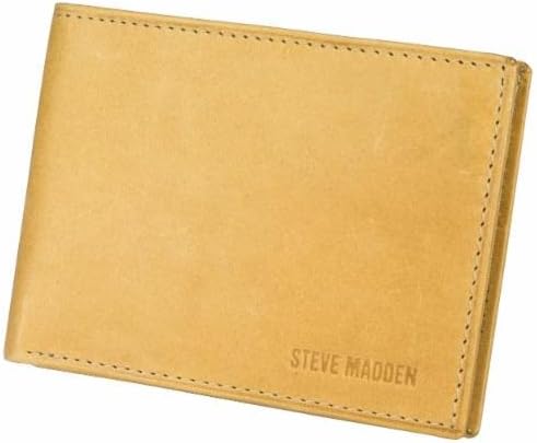Steve Madden Men's Slim Leather Wallet with Extra Capacity Attached Flip Pockets
