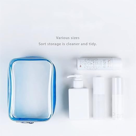 Buminee Navy Blue Clear Pouch Small, 6.6"x2.3"x4.7" TSA Approved Toiletry Bag - Clear Travel Bags for Toiletries and Cosmetics - 1 Pack