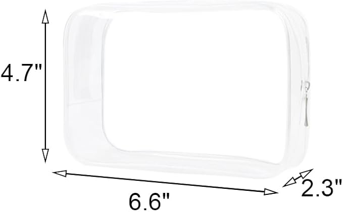 Buminee Clear Pouch, Makeup Bag, 6.6"x2.3"x4.7" TSA Approved Toiletry Bag-1 Pack All Clear