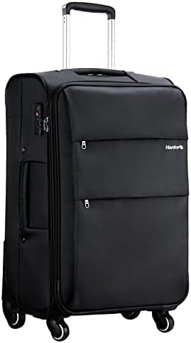 Hanke 24 Inch Expandable Luggage Large Suitcases with Wheels Softside Checked Luggage Rolling Suitcase with Lock Lightweight Travel Luggage for Men and Women 24 Inch Luggage.(Dark Gray)