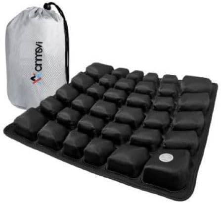 Air Inflatable Travel Seat Cushion with Built-in Pump & Carry Bag– Portable & Adjustable for Airplane, Car, Office – Coccyx, Sciatica & Tailbone Pain Relief (Black)