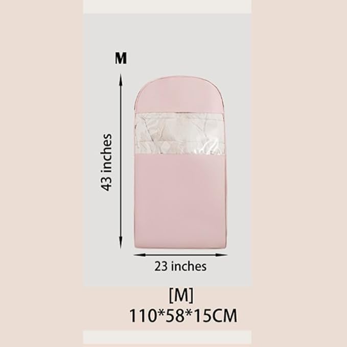 Space Saving Hangable Garment Bag with Self Compression Zipper - Organizer for Closet(Pink，M)