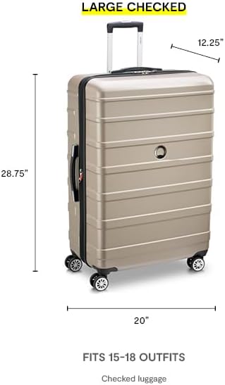 DELSEY PARIS Margot Hardside Luggage, Dual Wheel Spinners for Smooth Travel, Expandable with Spacious & Organizable compartments, Men and Women, Gold, Large Check-In 28-Inch