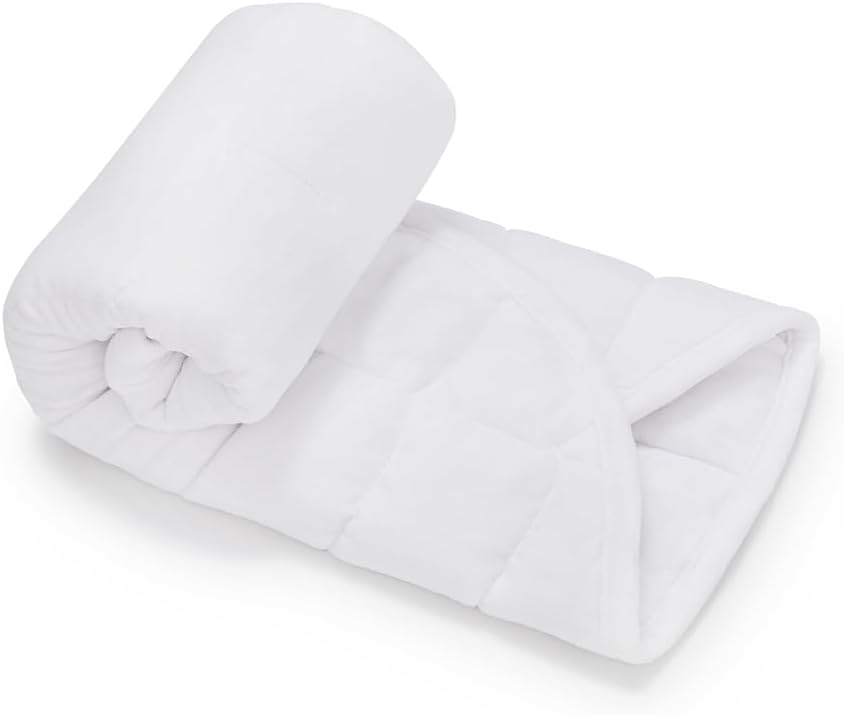 TONGDADA Weighted Lap Blanket 7lbs for Adult,Perfect for Relaxation, Lounging, Napping, Sleeping & Travel,Luxury Minky Weighted Body Blanket,Weighted Throw Blanket-White Minky, 29" x 24"