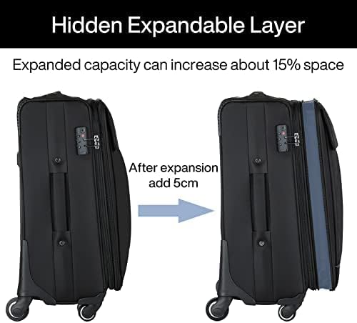 Hanke 28 Inch Luggage with Spinner Wheels Expandable Large Suitcase with Wheels Softside Check in Luggage Rolling Suitcase with Lock Lightweight Travel Luggage for Men and Women.(Dark Gray)