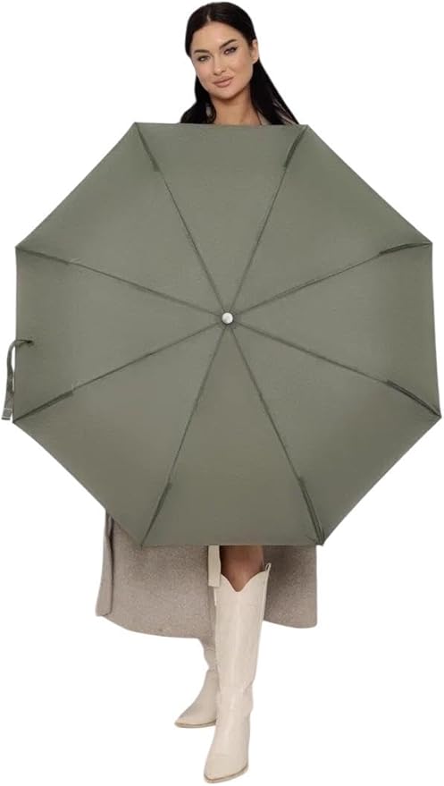 Windproof Travel Umbrella - Compact, Light, Full Automatic Open/Close - Folding Backpack Umbrella for Rain & Sun UV Preotection For Men & Women, Unbreakable 8 Fiberglass Ribs UK Design