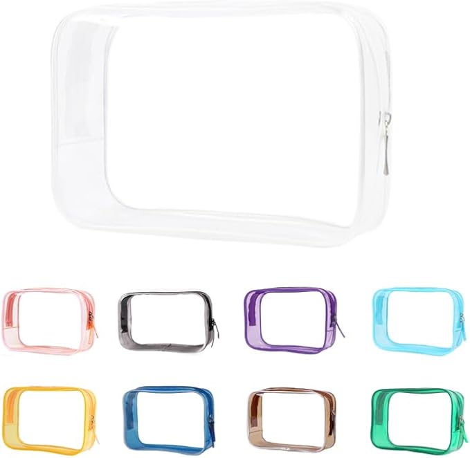 Buminee Clear Pouch, Makeup Bag, 6.6"x2.3"x4.7" TSA Approved Toiletry Bag-1 Pack All Clear