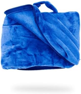 Cabeau Fold ‘N Go Travel Blanket Doubles as Neck Support Pillow, Versatile Lumbar Support Cushion, with Compact Travel Case - French Microfiber (Blue) (Pack of 2)