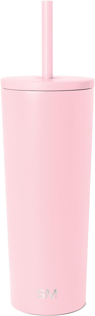 Simple Modern Classic Tumbler with Straw Lid | Insulated Iced Coffee Cup Reusable Stainless Steel Water Bottle Travel Mug | Gifts for Women Men Her Him | 24oz | Blush