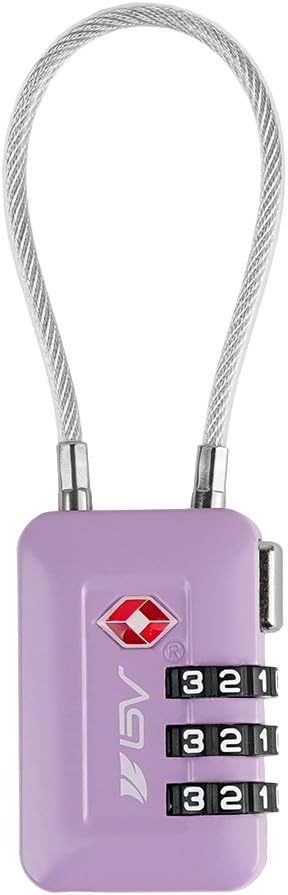 TSA Accepted Luggage Travel Lock, Set-Your-Own Combination Lock for School Gym Locker, Luggage Suitcase Baggage Locks, Filing Cabinets, Toolbox, Case (Purple, 1 Pack)