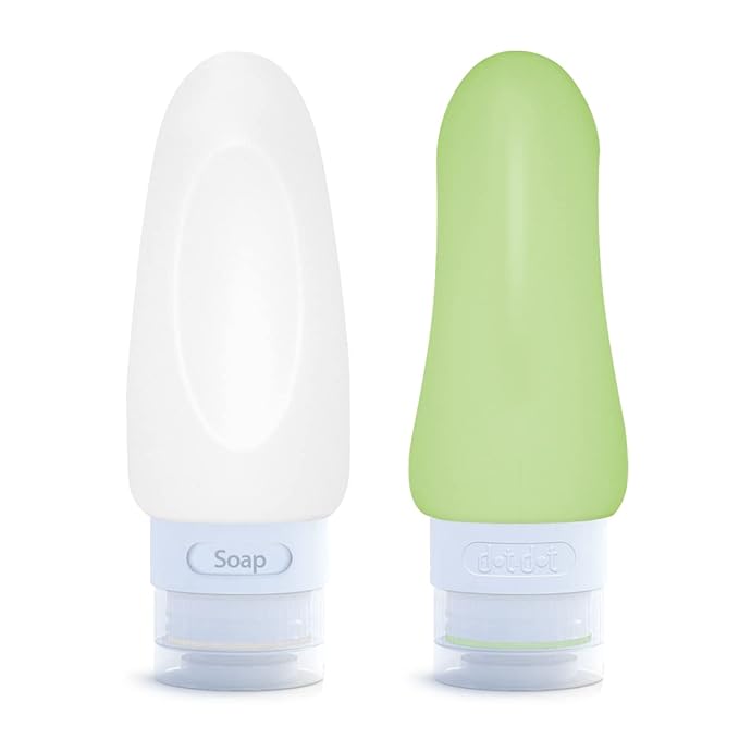 Dot&Dot Leak Proof Travel Bottles for Toiletries - 4 Pack Silicone Toiletry Containers - Shampoo and Conditioner Bottles TSA Quart Bag - 2 oz Size