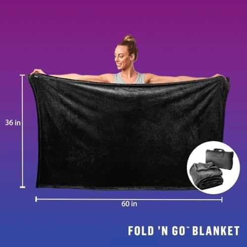 Cabeau Fold ‘N Go Travel Blanket Doubles as Neck Support Pillow, Versatile Lumbar Support Cushion, with Compact Travel Case - French Microfiber (Blue) (Pack of 2)
