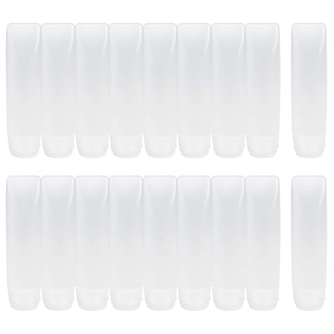 Nydotd 18 Pack Travel Size Plastic Squeeze Bottles for Liquids, 30ml/1Oz TSA Approved Makeup Toiletry Cosmetic Containers, Leak-Proof with Flip Caps, Refillable