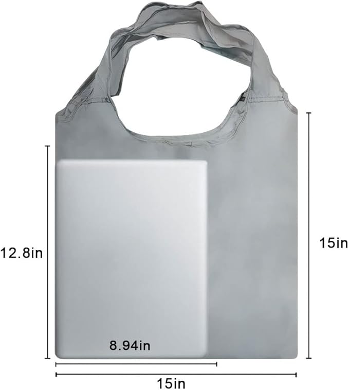 Aricsen 20 Pack 15x4.5x15 Inch Grey Reusable Shopping Bags with Handles Bulk, Foldable Xlarge Grocery Bags Heavy Duty 50 LBS Machine Washable for Pocket Nylon Tote, Polyester Fabric Cloth