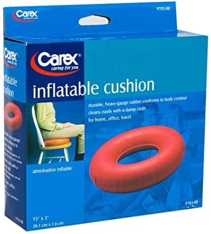 Carex Inflatable Donut Cushion - For Tailbone Pain, Hemorrhoids, Sciatica - Relief Cushion For Office Chair, Car, Seats, Travel, Wheelchair