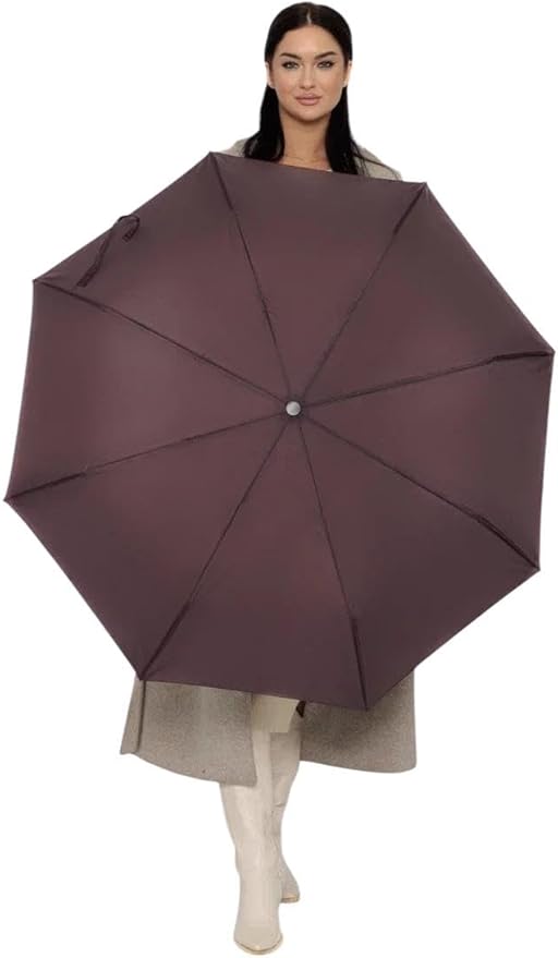 Windproof Travel Umbrella - Compact, Light, Full Automatic Open/Close - Folding Backpack Umbrella for Rain & Sun UV Preotection For Men & Women, Unbreakable 8 Fiberglass Ribs UK Design