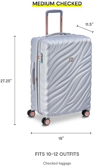DELSEY PARIS Alexis Durable Luggage, Expandable Lightweight 4-Wheel Spinner, Easy Grip Handles for Smooth Mobility, TSA-Lock Incorporated, Men and Women, Platinum/Rose Gold, Check-In 25-Inch