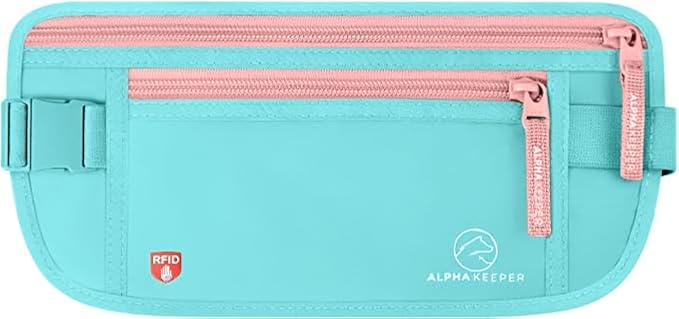 Alpha Keeper Money Belt for Travel Hidden Under Clothes – RFID Blocking Passport Holder & Slim Waist Wallet Pouch for Women & Men, Anti-Theft Travel Accessories