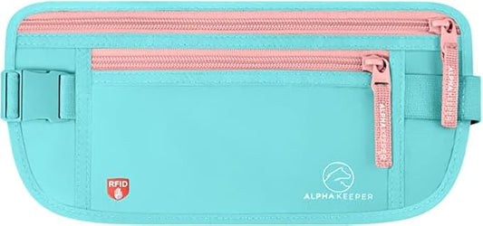 Alpha Keeper Money Belt for Travel Hidden Under Clothes – RFID Blocking Passport Holder & Slim Waist Wallet Pouch for Women & Men, Anti-Theft Travel Accessories