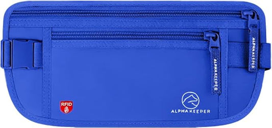 Alpha Keeper Money Belt for Travel Hidden Under Clothes – RFID Blocking Passport Holder & Slim Waist Wallet Pouch for Women & Men, Anti-Theft Travel Accessories