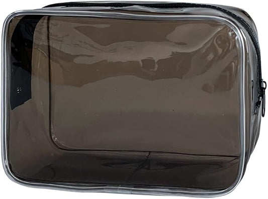 Neon TSA Approved Clear Toiletry Pouch, 7"x2.3"x4.7" Size, PVC Travel Makeup Bags for Toiletries, Transparent Cosmetic Bag for Women and Men Small (black)