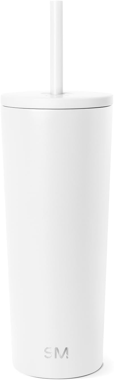 Simple Modern Classic Tumbler with Straw Lid | Insulated Iced Coffee Cup Reusable Stainless Steel Water Bottle Travel Mug | Gifts for Women Men Her Him | 24oz | Winter White