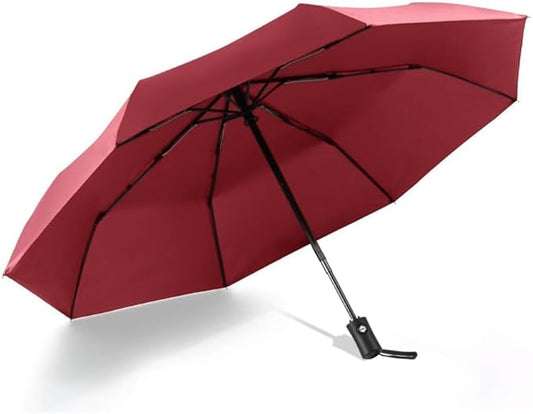 Windproof Travel Umbrella - Compact, Light, Full Automatic Open/Close - Folding Backpack Umbrella for Rain & Sun UV Preotection For Men & Women, Unbreakable 8 Fiberglass Ribs UK Design