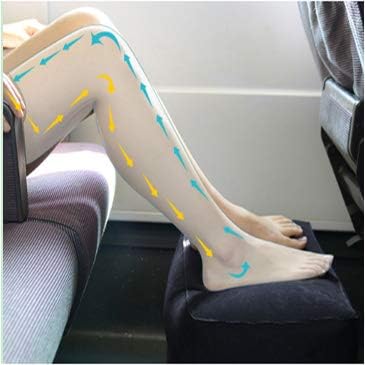 Inflatable Travel Foot Rest Pillow, Adjustable Height Leg Rest Pillow for Cars, Home, Office, Trains, Airplane, Make a Flat Bed for Baby, Kids, Toddlers, Grey, 1 Pack