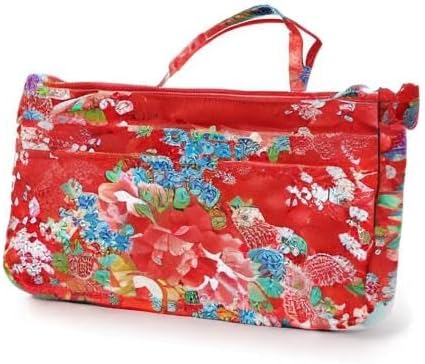 BTSKY Printing Handbag Organizers Inside Purse Insert-High Capacity 13 Pockets Bag Tote Organizer with Handle Fashion Style (Festive Flower)