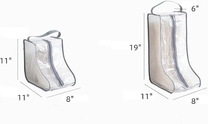 2 Set Boot Storage,Portable Short Boots and Tall Boots Storage or Protector Bag,Shoe Dust Bags,Shoe Sleeves for Travel,Clear Boots Cover,Shoes Packing Organizers for Men & Women Sneakers (Black Edge)