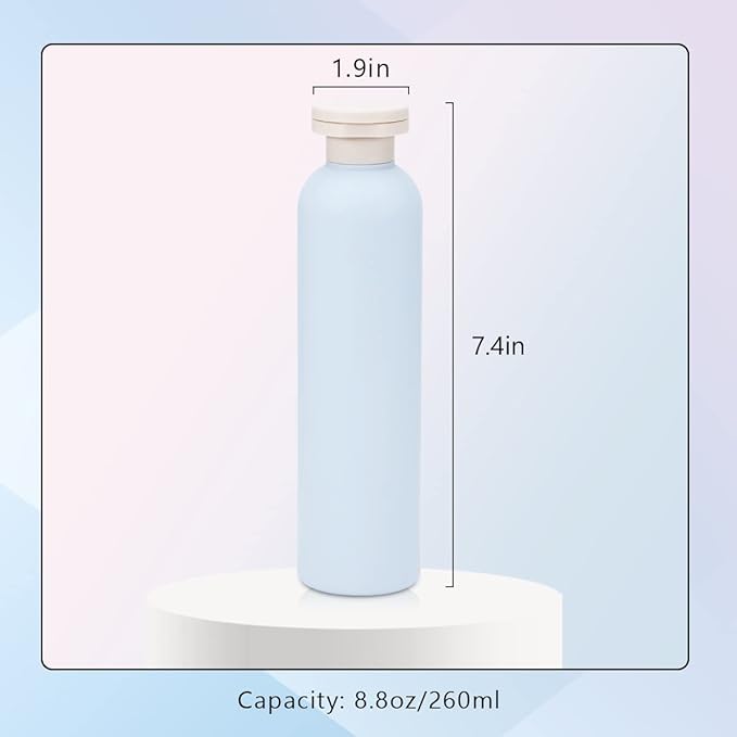 8.8 oz Travel Shampoo Bottles, Refillable Flip Cap Squeeze Bottles for Toiletries, Large Leakage-proof Travel Shampoo and Conditioner Bottles (Blue)