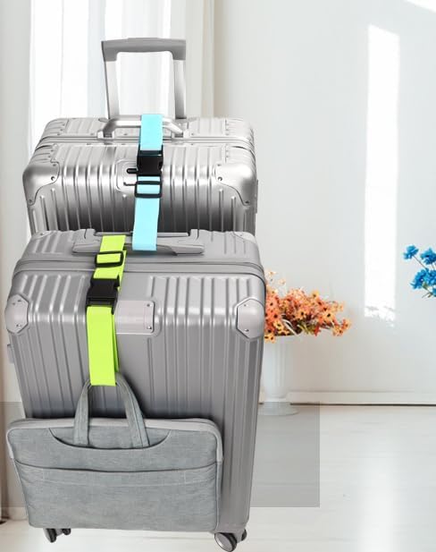 4Pack Luggage Straps for Suitcases, Travel Connector for Carry On Bag, Add Bag to Connect Two Suitcases, Adjustable Belt Attachment Accessories for Connect Your 3 Luggages, Yellow