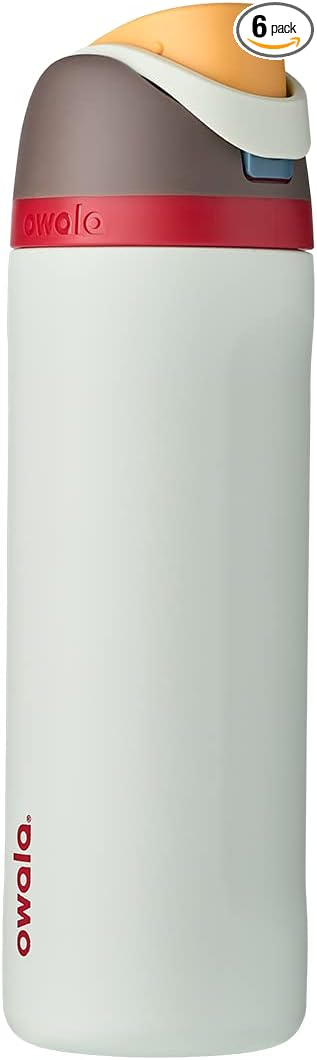 Owala FreeSip Insulated Stainless Steel Water Bottle with Straw, BPA-Free Sports Water Bottle, Great for Travel, 24 Oz, Boneyard (Pack of 6)