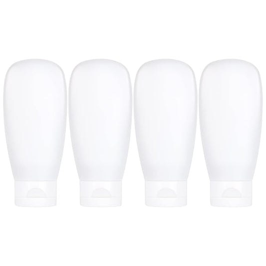 TSA Approved Travel Bottles Set for Toiletries Travel Size Containers Kit 4 Pack Portable Leak Proof Refillable Squeeze Cosmetic Airplane Essential Shampoo Hair Conditioner Body Lotion Bath Shower Gel