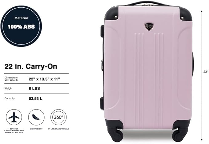 Travelers Club Chicago Hardside Expandable Spinner Luggage, Lilac, 22" Carry-On