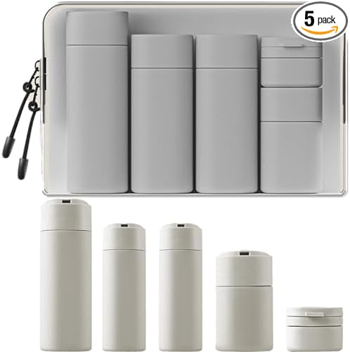 Travel Bottles Set - TSA Approved Leak Proof Squeezable Containers for Toiletries, Conditioner, Shampoo, Lotion & Body Wash Accessories (gray)