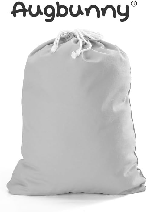 100% Cotton Canvas Travel Laundry Bag, 2-Pack (Large, Light Grey)