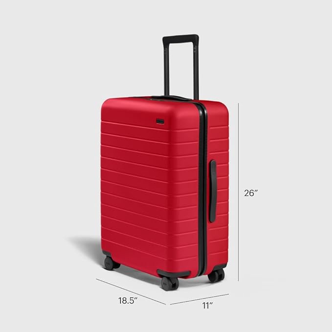 Away Medium Checked Luggage, Lightweight Hard Shell Suitcase with Spinner Wheels, Durable Rolling Luggage, TSA Lock, 26 Inch, Cherry Red