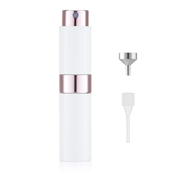 LISAPACK 8ML Atomizer Perfume Spray Bottle for Travel, Empty Refillable Cologne Dispenser, Portable Sprayer (White)