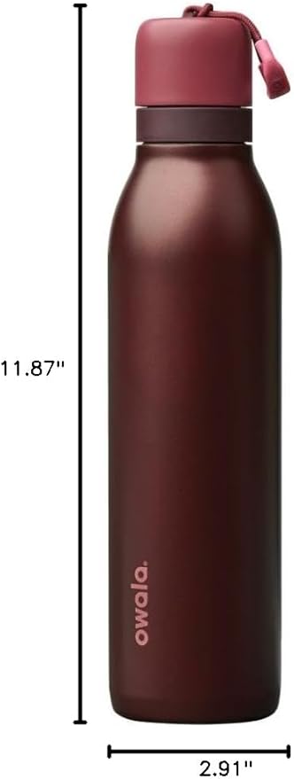 Owala FreeSip Twist Insulated Stainless Steel Water Bottle with Straw for Sports and Travel, BPA-Free, 24-oz, Black Cherry