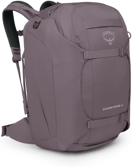 Osprey Sojourn Porter 46L Travel Backpack - Carry-On Compliant Luggage with StraightJacket Compression and Padded Laptop Sleeve - Durable Pack for International or Urban Travel, Graphite Purple