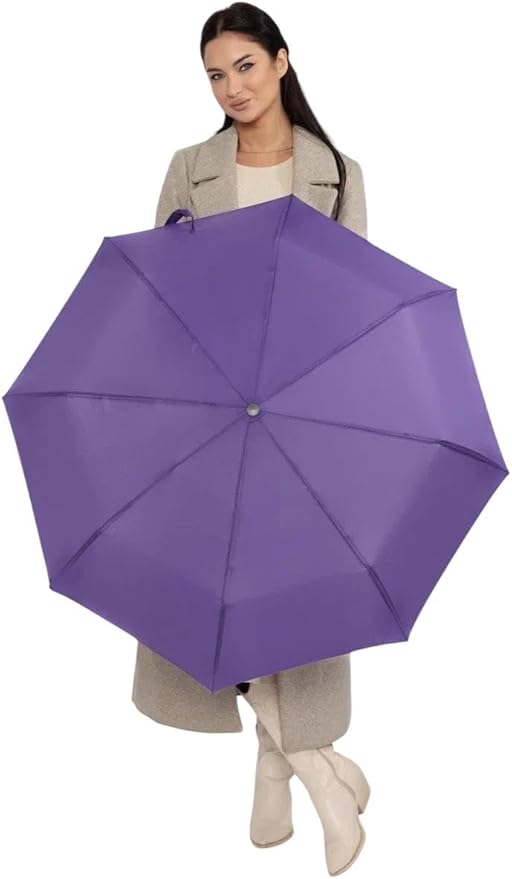 Windproof Travel Umbrella - Compact, Light, Full Automatic Open/Close - Folding Backpack Umbrella for Rain & Sun UV Preotection For Men & Women, Unbreakable 8 Fiberglass Ribs UK Design