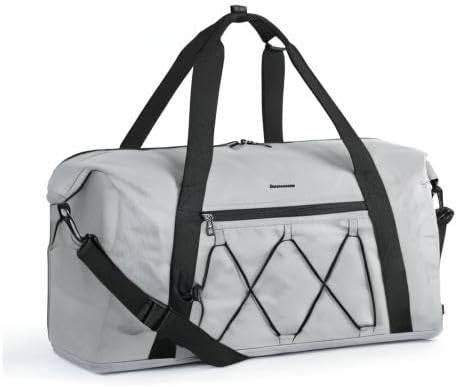 BAGSMART Small Gym Bag With Shoe Compartment & Wet Pocket, Lightweight Sports Travel Duffel, Carry On Weekender Overnight, Water Resistant Sports Gym Tote for Swimming Yoga, Grey