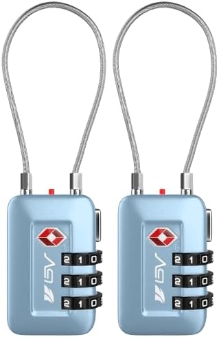 TSA Accepted Luggage Travel Lock, Set-Your-Own Combination Lock for School Gym Locker, Luggage Suitcase Baggage Locks, Filing Cabinets, Toolbox, Case Arctic Blue, 2 Pack (Limited Edition)