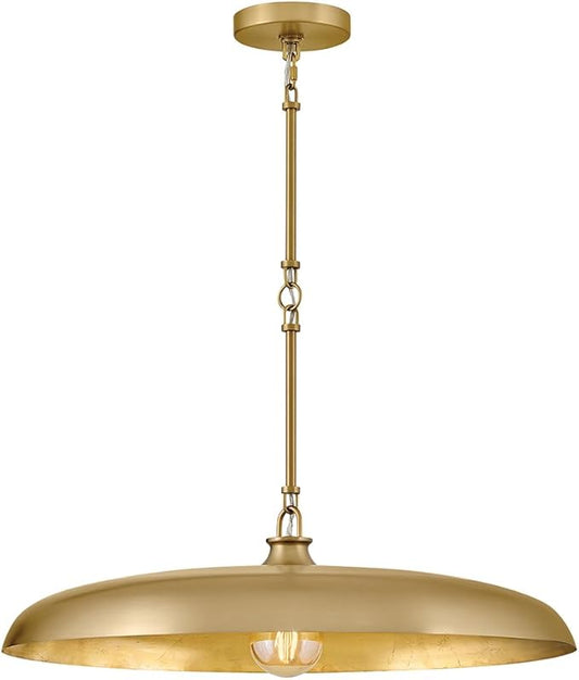 Hinkley Sadie 24" Large Dome Chandelier, Lacquered Brass Finish | Saucer Pendant, Includes (5) 7" Chain Linked Stems, Needs a Med. LED Bulb, Adjustable Height, Dining Room, Kitchen
