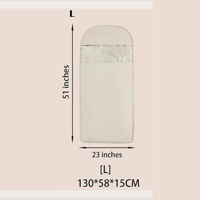 Space Saving Hanging Garment Bag with Self Compression Zipper - Organizer for Closet(Beige,L)