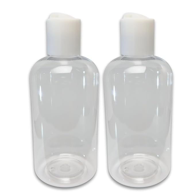 Plastic Squeeze Bottles with Disc Cap, 8 oz/2-Pack, Travel Size, Refillable, BPA-Free, Leak Proof, for Cosmetics, Shampoo, Lotion, Body Soap, Essential Oils, Household Use, and Personal Care