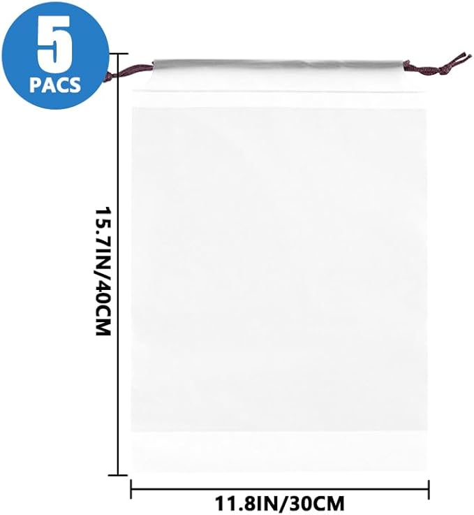 Shoe Bags for Travel, Waterproof Large Clear Shoe Bags for Packing, Portable Drawstring Storage Bag Travel Essentials 5 Packs