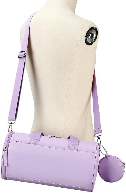 Mini Gym Bag for Women Girls Cute Small Duffle Bag 12'' with Multifunctional Pockets Workout Sport Bags Dance,Fitness,Yoga (B-Purple)